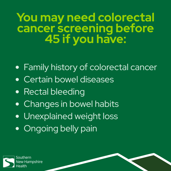 be screened for colon cancer before 45 if you have these symptoms